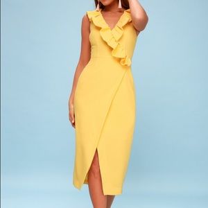 Keepsake the Label Yellow Miss Me Midi Dress